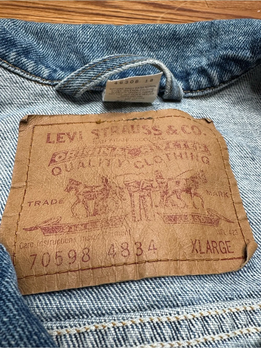 Vintage 1994 Levi’s Type 3 Denim Trucker Jacket Men’s XL Light Blue Vtg 90s